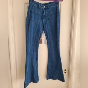 Thrifted Bell-Bottom Blue Jeans, Size M